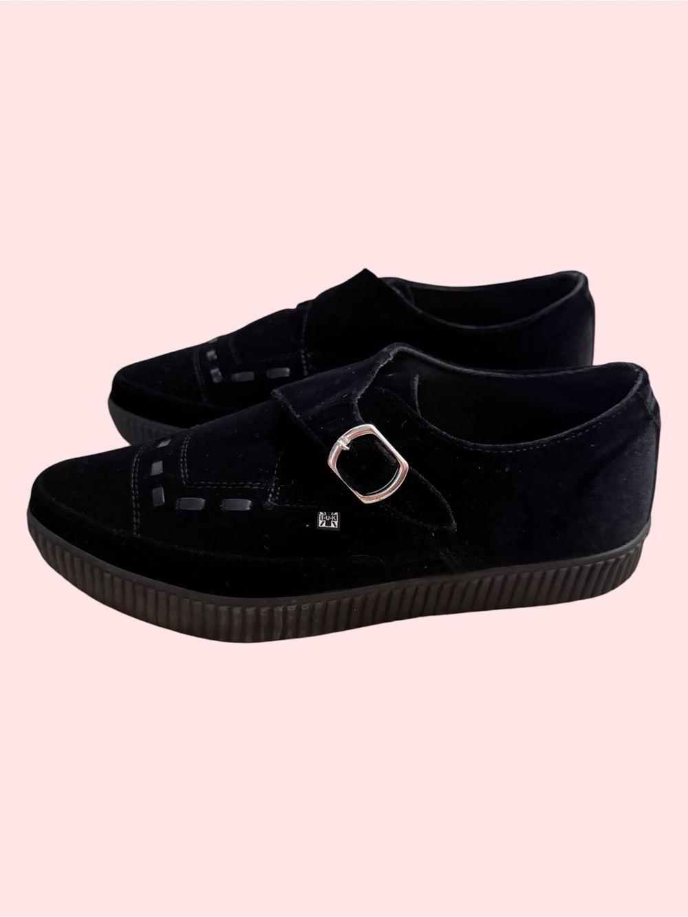 T.U.K Black Suede Pointed Buckle Creeper Men's Shoes Size 11
